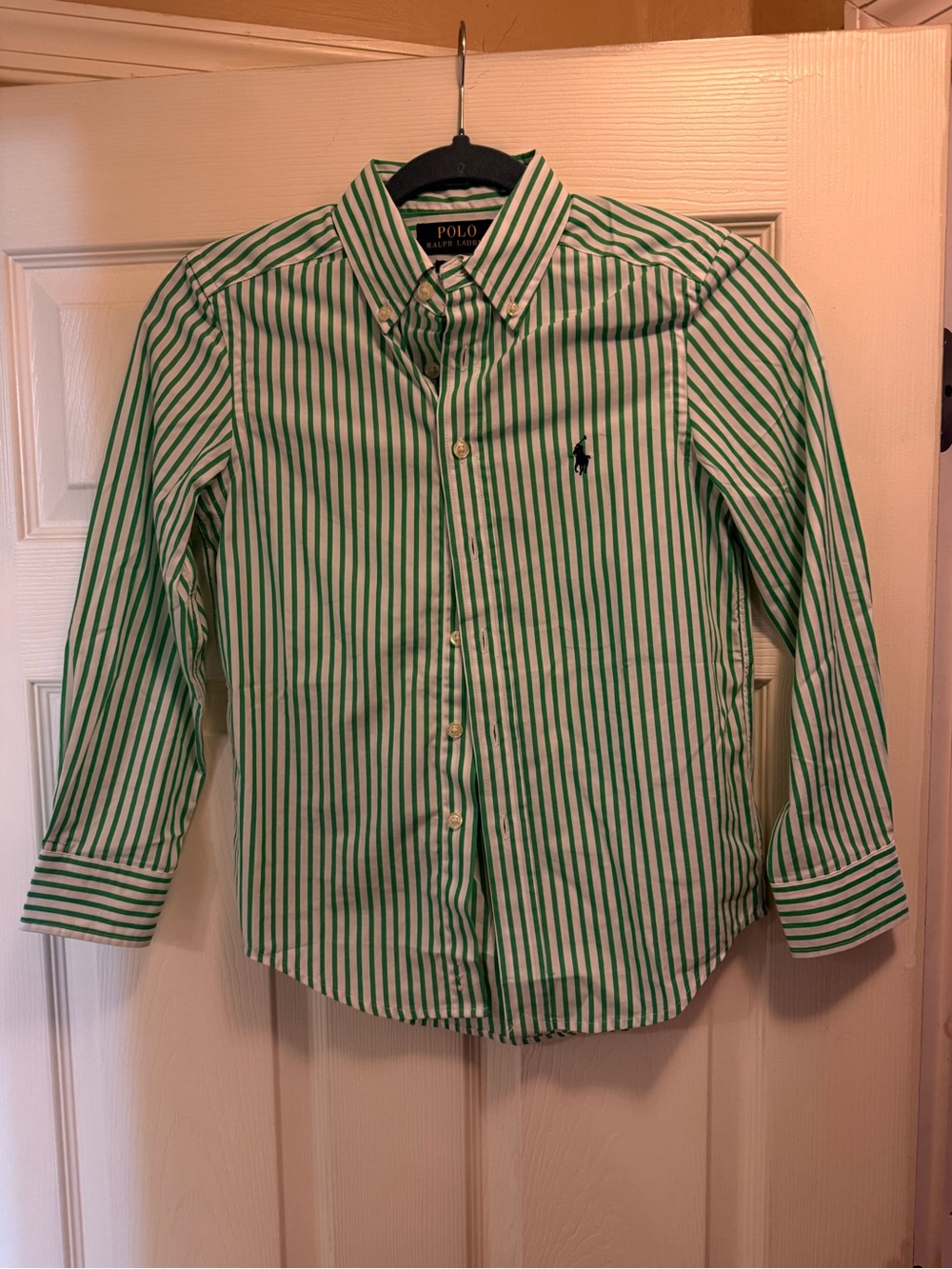 Polo by Ralph Lauren Green & White Striped Button-Down Shirt